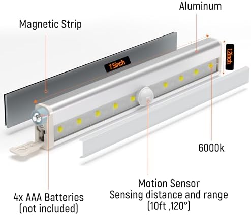 Molrebe Motion Sensor Closet Lights, 6 Pack, Battery Operated