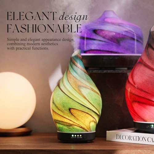 Porseme Essential Oil Diffuser 150ml Handmade Glass Diffuser 6H Runtime