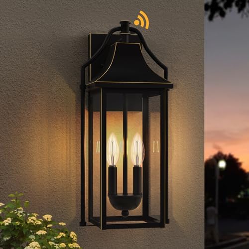 18IN Dusk to Dawn Outdoor Wall Sconce, 2-E12 Base Porch Light
