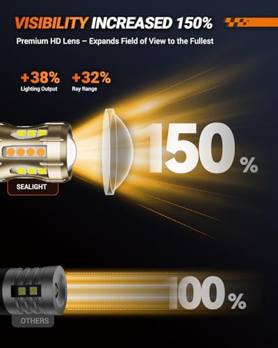 SEALIGHT 3157 Switchback LED Bulbs 3057 3457 4157 Dual Color Amber/White Anti Hyper Flash With Extra Resistor Error Free Turn Signal Lights and DRL/Parking Lights, 2PCs