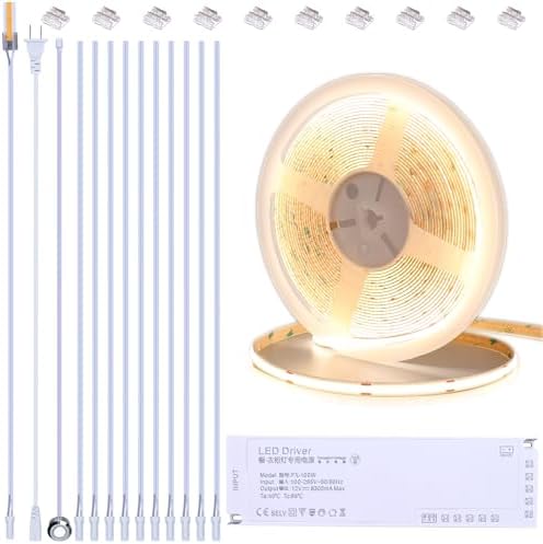 BENLUN 12V COB LED Under Cabinet Strip Lighting Cuttable 32.8ft for Kitchen