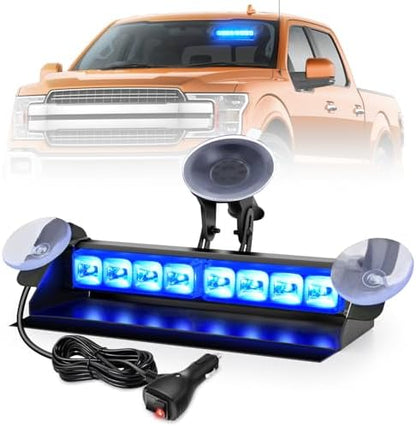 Nilight 8LED Blue Traffic Advisor Strobe Light Bar Hazard Safety