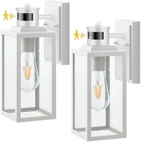 VIANIS White Motion Sensor Exterior Lighting Fixtures Wall Mount, Anti-Rust