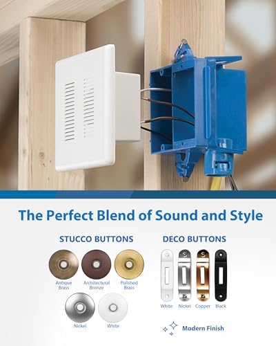 PrimeChime Plus 2 Electric Doorbell Kit - Doorbells for Home - Includes Selectable Ring Chimes - Basic Button, White - NICOR Lighting