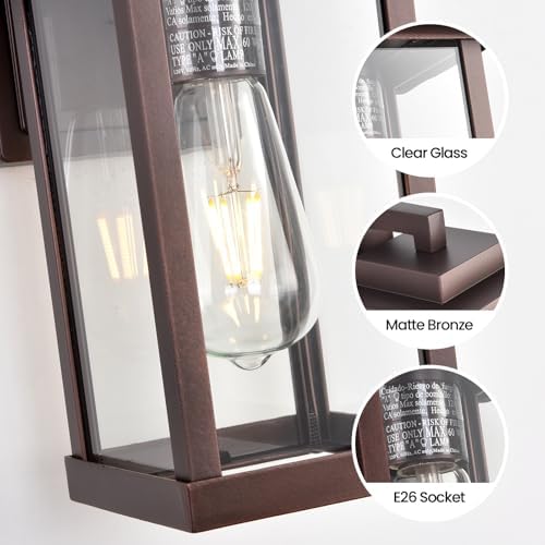 Exterior Light Fixtures 2 Pack Modern Outdoor Wall Lanterns Bronze