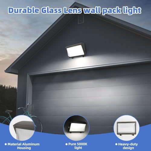 hykolity 120W LED Wall Pack Light with Dusk-to-Dawn Sensor, 12000LM 5000K