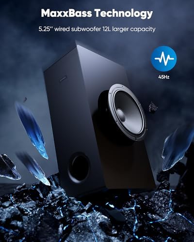 INFITBO Sound Bar for Smart TV 2.1CH 190W Peak Power Soundbar with Subwoofer Detachable 2-in-1 BT 5.4 Surround Sound System 12L Deep Bass for PC Game with HD-ARC/Opt/USB/AUX Home Theater