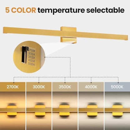 Modern Bathroom Lighting Fixtures Over Mirror, 39 Inch 30W Gold Vanity Light Bar for Bathroom, Dimmable 5CCT LED Bathroom Wall Light Fixtures