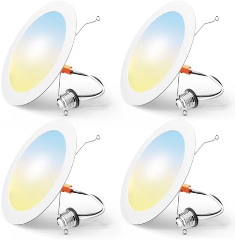 FREELICHT 4 Pack Retrofit LED Recessed Lighting 6 Inch, 5CCT, White