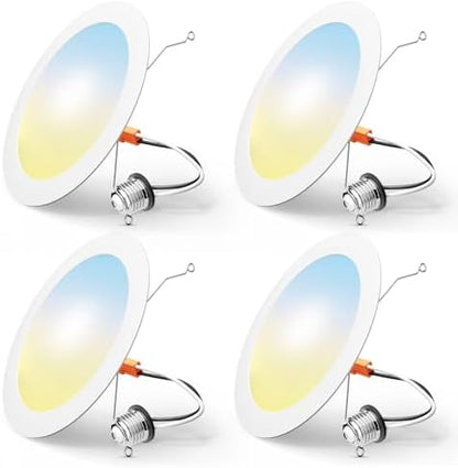 FREELICHT 4 Pack Retrofit LED Recessed Lighting 6 Inch, 5CCT, White