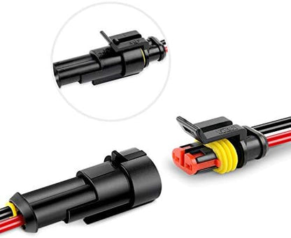 Nilight - 50020R 2Pin Way 16AWG Waterproof Wire 1.5mm Series Terminal Connector-10 Pack,2 Years Warranty