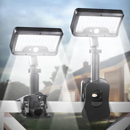 Clip On Solar Motion Lights Outdoor,360°Rotatable Fence Lights(2Pack,6000K)