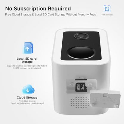 VSTARCAM 2K Solar Security Camera Outdoor Wireless, 128GB SD Card Included, Free Cloud Storage, 5200mAh Battery & Solar Panel, Magnetic Quick Mount No Drill Installation, PIR Human Detection