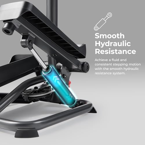Sunny Health & Fitness Smart Stair Stepper w/Handlebar & Resistance Bands | 330 lb Capacity, Adjustable Handlebar & Step Height, Stair Climber, Device Holder, Hydraulic Resistance, SunnyFit App