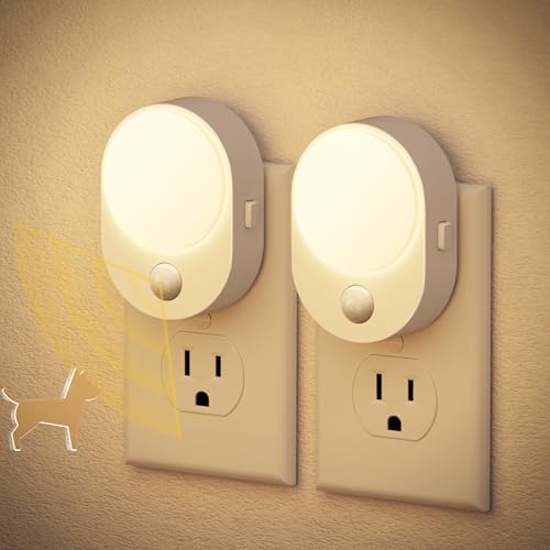 JandCase Motion Sensor Night Light, 2 Pack Night Lights Plug into wall