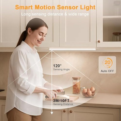 6 Pack Under Cabinet Lighting, USB Rechargeable Motion Sensor Light Indoor, Battery Operated Closet Light, LED Cabinet Lights, Stick On Dimmable Under Counter Lights for Kitchen