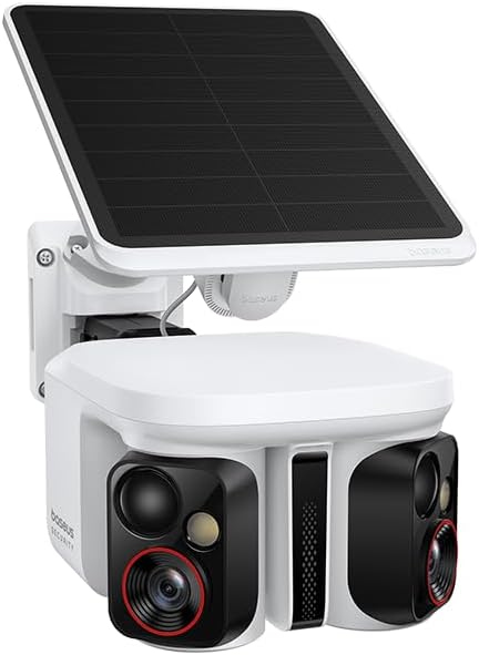 Baseus X1 Pro Dual-Tracking Solar Security Camera Outdoor Wireless, Supports up to 512GB, Dual 3K AI Cameras, 300° Pan, Color Night Vision, 8× Zoom, IP65, No Subscription(Grey)