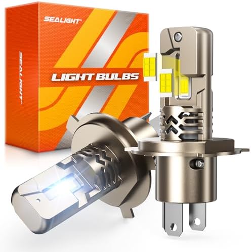 SEALIGHT H4/9003/HB2 Bulbs, 12X 70,000LM Super Bright H4 Driving Bulb, 6500K White 9003 LED Lights, Canbus Ready Direct Fit, Plug-N-Play, Pack of 2