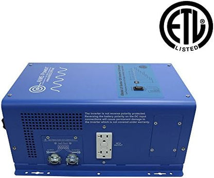AIMS 1000W 12V Pure Sine Inverter Charger w/Transfer Switch 120V ETL