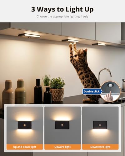 wowatt 6PCs Rechargeable Stair Lights Motion Sensor Indoor,3 Color Changing