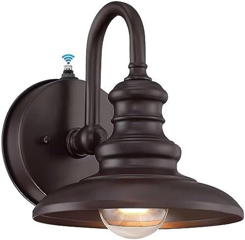 LONEDRUID Dusk to Dawn Sensor Outdoor Gooseneck Barn Light Fixture Brown