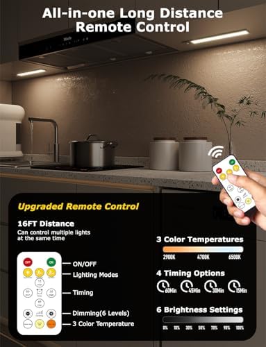12" Under Cabinet Lighting Wireless, Remote, Motion Sensor, 4Pack, Silver