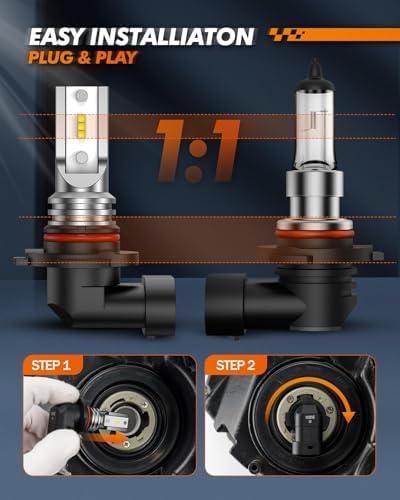 SEALIGHT 9145 H10 LED Fog Light Bulbs, 400% Brighter 6500K White 1:1 Mini Size H10 LED Fog Lights, Strong Penetration 9145 9140 Fog Light Bulb, Pack of 2