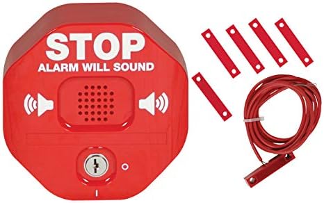Safety Technology International, Inc. STI-6402 105 dB Exit Stopper® Multifunction Door Alarm for Double Doors with on/Off Switch and 9 Volt Battery, red