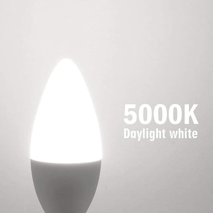 E12 LED Bulb Candelabra Base, Type B LED Bulb 50 Watt Equivalen 5000k Daylight B11 Small Base, Chandelier Ceiling Fan LED Light Bulbs 500 Lumens No-Dimmable Pack of 12