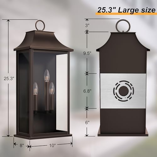 Dusk to Dawn Outdoor Wall Sconce, Oil Rubbed Bronze, 25.3"