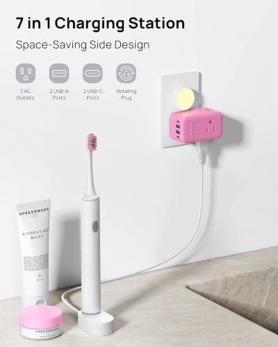 TROND Outlet Extender with USB C, 3 AC Outlet Splitter with 360 Rotation