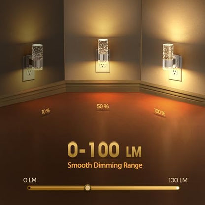 Briignite Night Light, 2 Pack Dimmable Night Lights Plug into Wall
