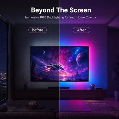 LED Lights for TV, DTQJ 13.1ft ICRGB TV LED Backlight for 32-65 Inch, USB Powered TV Lights Behind with Bluetooth APP and Remote Control, Light Sync Music LED Strip Lights for Bedroom/Gaming