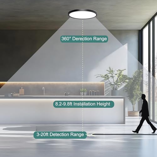 7 Inch Motion Sensor LED Ceiling Light, Black