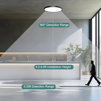 7 Inch Motion Sensor LED Ceiling Light, Black