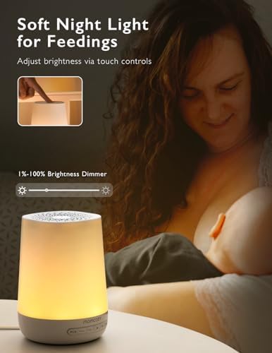 Momcozy Smart Baby Sound Machine with Night Light, White Noise Machine | Toddler Sleep Trainer 34 Soothing Sleep Sounds, Timer, App Remote Control, Egg Light, Personal Sleep Routine Alarm Clock