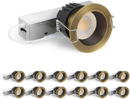 Adetu 12 Pack 2 Inch 5CCT Bronze Anti-Glare LED Recessed Ceiling Light