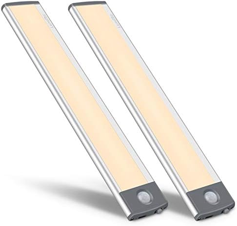30-LED Motion Sensor Cabinet Light,Under Counter Closet Lighting, Wireless USB Rechargeable Kitchen Night Lights,Battery Powered Light for Wardrobe,Cabinet,Cupboard（Warm Light）-2Pack