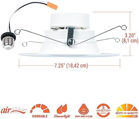 HALO RL 5/6 in LED Recessed Light Trim Selectable Color Temperature 2700K 3000K 3500K 4000K 5000K Dimmable Dim to Warm 600 Lumens Wet Location Indoor Outdoor Retrofit Downlight RL56069FSD2W1EWH