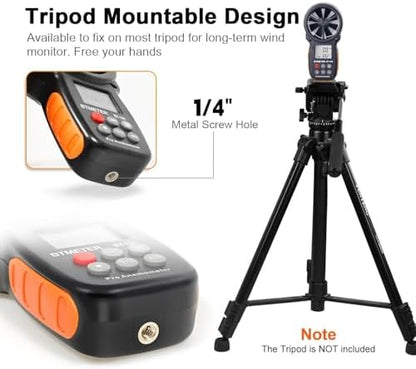 BTMETER BT-100 Handheld Anemometer, Digital Wind Speed CFM Meter Gauge Air Flow Velocity Tester for HVAC Shooting Drone, Wind Chill, 14℉-113℉ Wind Temperature