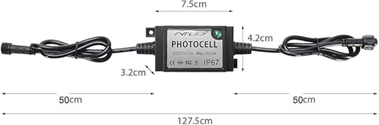 FVTLED LED Photocell DC/AC 12V PC Waterproof IP68 Max.load Power 60W Only for FVTLED Outdoor Light Switch Used