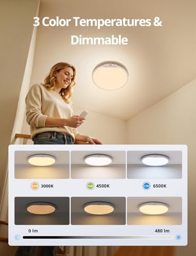Combuh Wireless Shower Light Waterproof Battery Ceiling Lamp with Remote