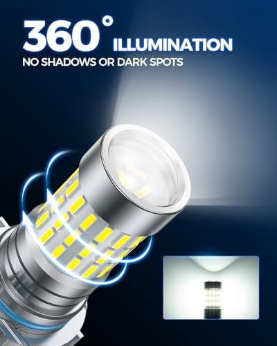 Marsauto 5202 LED Fog Light Bulbs, 10000LM 6000K with Lens-2 Pack