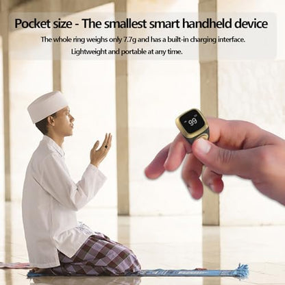 Smart Tasbih Zikr Ring, 20mm Muslim Digital Azan Alarm Clock, Tasbih Counter Smart Ring (Black)