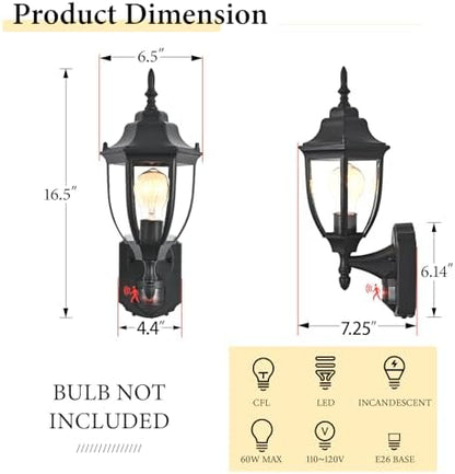 Porch Lights Outdoor Motion Sensor Wall Sconce Anti-Rust Aluminum, Exterior Outdoor Wall Lights Dusk to Dawn Porch Light Fixture Wall Mount for House Outside Patio