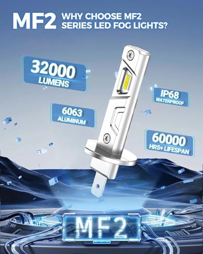 Marsauto H1 LED Bulb, 32000LM 600% Brighter H1 Bulb, 1:1 Mini Size No Adapter Needed for H 1 Fog Lights, Plug and Play, No Flicker, 99% Compatibility, Headlight Bezels