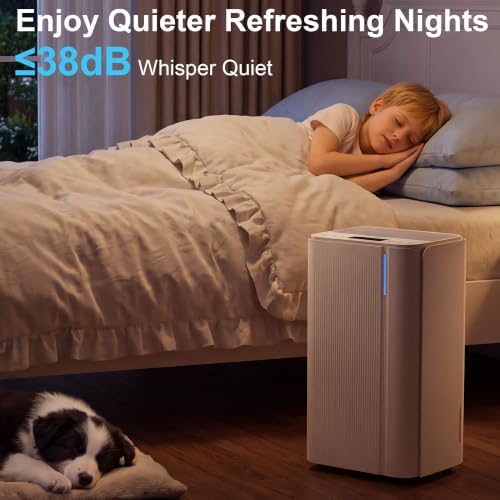 Dehumidifier for Home with Drain Hose, Auto On/Off Cycling for Basement