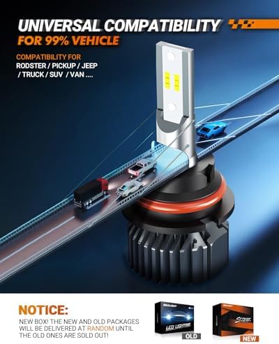 9004 LED Bulbs 80000LM 6500K Cool White, 3 Min Plug N Play, Smart Temperature IC Driver Fanless Design, Canbus Ready Error Free, 10yrs Long Lifespan, HB1 Fog Light Bulbs, Pack of 2