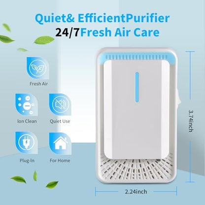 2026 New Plug in Air Purifiers Air Ionizers for Dust Mites, Odor Eliminator for Home with Negative Ion Generator, Quiet Portable Air Freshener Plug In for Bedroom,Office,Kitchen,Smoke,Dust (6)