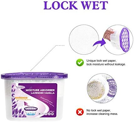 CANAGER Lavender Vanilla Moisture Absorber Box,Odor Eliminator and Dehumidifier Boxes for Closet,Bedroom,Kitchen,Bathroom-6 Packs,Cups - Traps Moisture for Fresher, Cleaner Air Purple